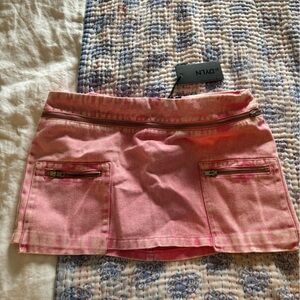 BY.DYLN Pink Denim Mini Skirk